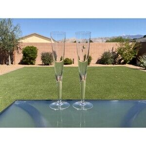 2 Banana Republic TRUMPET V Shaped CHAMPAGNE FLUTES 11 1/2" INCHES made n Poland